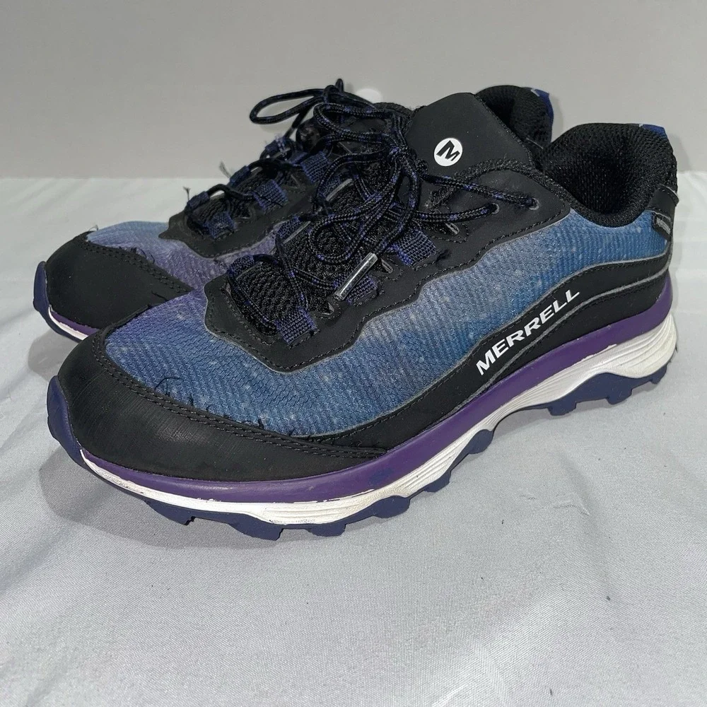 Merrell Moab Speed Shoes Youth Size 5‎ Blue Black Athletic Hiking Sneakers
